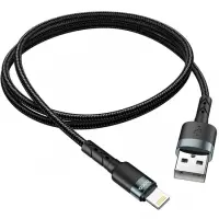 Data Cable Hoco DU46 USB-A  to Lightning for Fast Charging and Data Transfer Black 1m