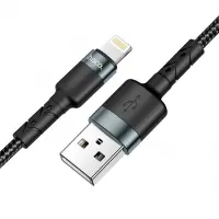 Data Cable Hoco DU46 USB-A  to Lightning for Fast Charging and Data Transfer Black 1m