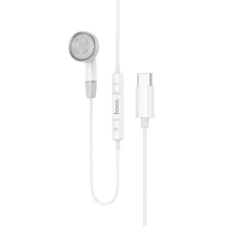 Hands Free Hoco DM53 Unilateral Earphones Stereo USB-C  with Microphone and Operation Control Button 1.2m White Compatible with all Devices