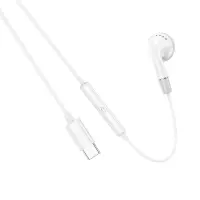 Hands Free Hoco DM53 Unilateral Earphones Stereo USB-C  with Microphone and Operation Control Button 1.2m White Compatible with all Devices