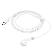 Hands Free Hoco DM53 Unilateral Earphones Stereo USB-C  with Microphone and Operation Control Button 1.2m White Compatible with all Devices