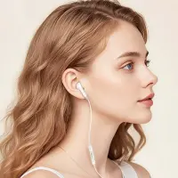 Hands Free Hoco DM53 Unilateral Earphones Stereo USB-C  with Microphone and Operation Control Button 1.2m White Compatible with all Devices