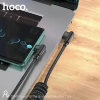 Data Cable Hoco DU40 Guard USB to USB-C 3A Spring Braided Cable  Black 0.45-1m