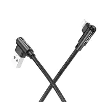 Data Cable Hoco DU40 Guard USB to Lightning 2.4A Spring Braided Cable  Black 0.45-1m