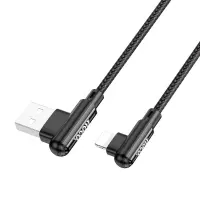 Data Cable Hoco DU40 Guard USB to Lightning 2.4A Spring Braided Cable  Black 0.45-1m