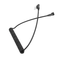 Data Cable Hoco DU40 Guard USB to Lightning 2.4A Spring Braided Cable  Black 0.45-1m