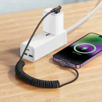Data Cable Hoco DU40 Guard USB to Lightning 2.4A Spring Braided Cable  Black 0.45-1m