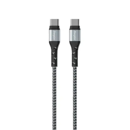 Data Cable Energizer Metal & Braided Nylon Cable  USB-C to USB-C 2.0 Silver 2m