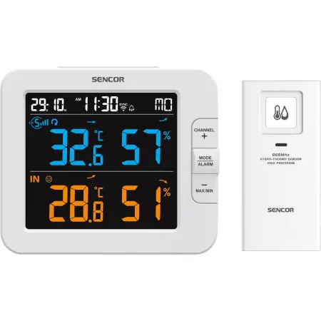 Weather Station - Clock - Alarm Clock Sencor SWS 8600 with Wireless Sensor and LCD Screen