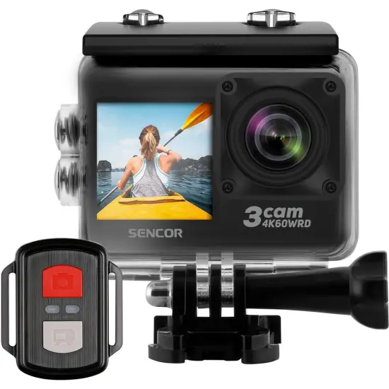 Action Camera Sencor 3CAM 4K60WRD 5k 30Fps 750 mAh 2" and 1.3" TFT Display and Waterproof Case