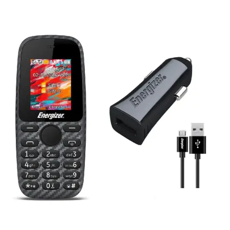 Energizer Energy E2 32MB/2GB Dual Sim 2G 1.77" and Free Energizer Car Charger with Micro USB Charging Cable