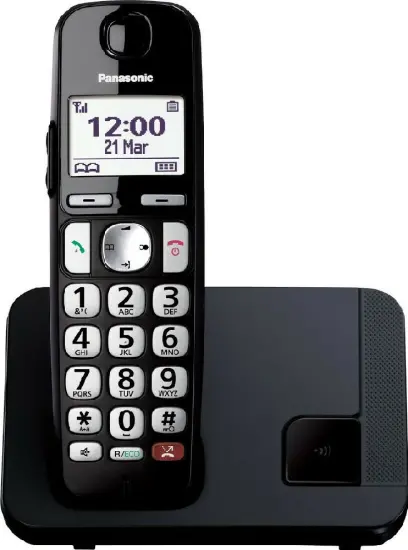 Panasonic KX-TGE250 EU Cordless Phone with Call Reject Button and Speaker Phone Black