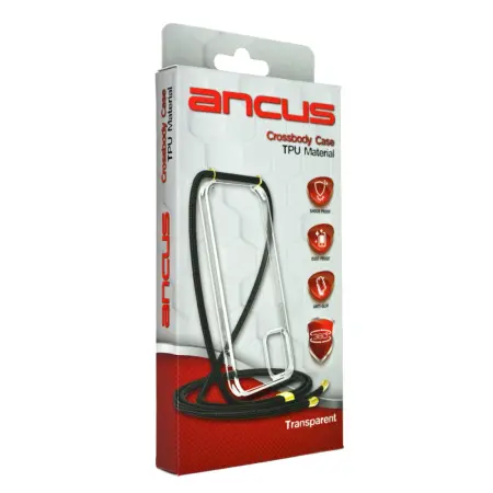 Blister Packaging Case Horizontal for Ancus Crossbody Transparent Cases with Black Strap 18.1x9.5x2cm