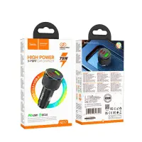Car Charger Hoco NZ17 Avant-garde Triple Ports 1xUSB-A and 2xUSB-C 75W PD+QC Black