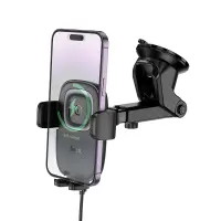 Car Mount Hoco HW32 Crown with Wireless Charger up to 15W 4.5"-7" Black
