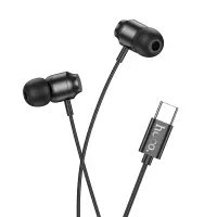 Hands Free Hoco M122 Power Earphones Stereo USB-C with Microphone and Operation Control Button 1.2m Black