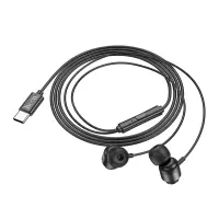 Hands Free Hoco M122 Power Earphones Stereo USB-C with Microphone and Operation Control Button 1.2m Black