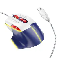 Wired Gaming Mouse Hoco GM31 Overlord 7 Buttons with Lighting 3600 DPI White-Blue