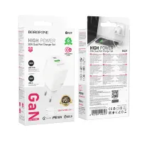 Travel Charger Borofone BN29 Fuente USB-C 30W + Charging Cable USB-C to USB-C White