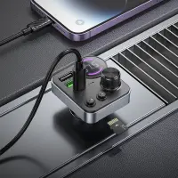 Bluetooth FM Transmitter Hoco E86 Alegria 48W with 2xUSB-A and 1xUSB-C Port BT 5.4 Supports TF Cards