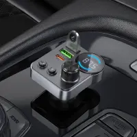 Bluetooth FM Transmitter Hoco E86 Alegria 48W with 2xUSB-A and 1xUSB-C Port BT 5.4 Supports TF Cards
