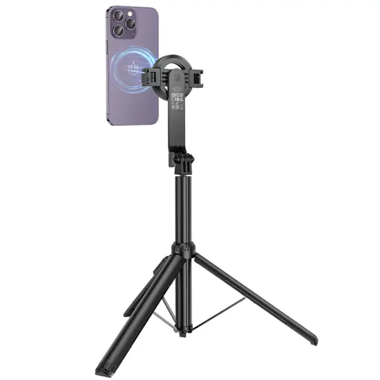 Holder and Selfie Stick Hoco K25 Sherkhan Live Broadcast for Devices 4.5"-7" 55mAh Height 1.5m Black