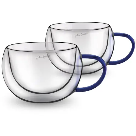 Set of 2 Cappuccino Glasses with Double Wall 270ml Blue VASO Lamart LT9113


