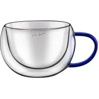 Set of 2 Cappuccino Glasses with Double Wall 270ml Blue VASO Lamart LT9113

