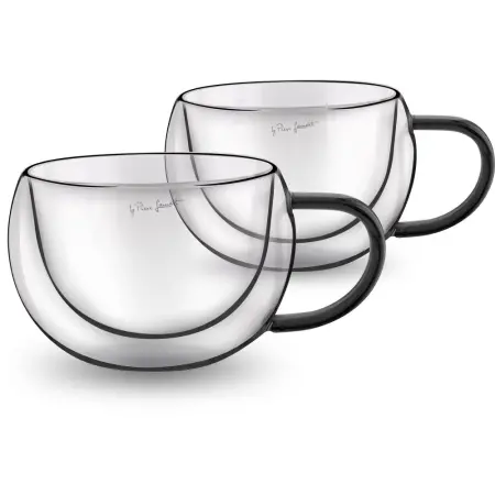Set of 2 Cappuccino Glasses VASO Lamart LT9114 Double-Walled Glass 270ml Black

