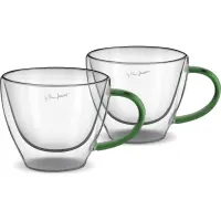 Set of 2 Cappuccino Glasses VASO Lamart LT9115 Double-Walled Glass 190ml Green

