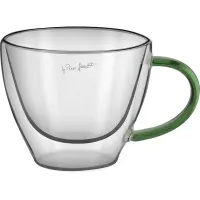 Set of 2 Cappuccino Glasses VASO Lamart LT9115 Double-Walled Glass 190ml Green

