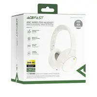 Wireless Foldable Headphones Stereo Acefast H6 500mAh v5.3 Hi-Fi 30dB ANC AUX USB-C IPX4 White