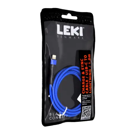 Data and Charging Cable Leki Black Concept USB-C  to Lightning Braided Blue 1m