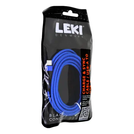 Data and Charging Cable Leki Black Concept USB-A to USB-C Braided Blue 2m