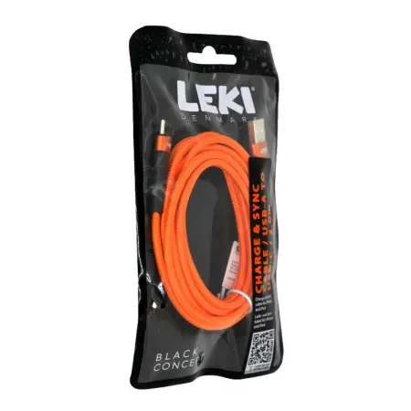 Data and Charging Cable Leki Black Concept USB-A to USB-C Braided Orange 2m