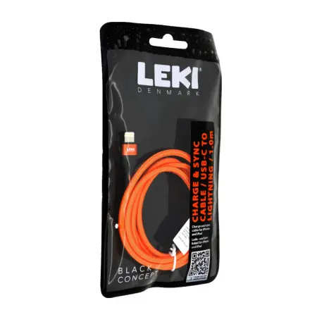 Data and Charging Cable Leki Black Concept USB-C to Lightning Braided Orange 1m