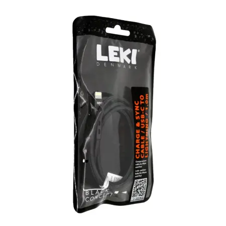 Data and Charging Cable Leki Black Concept USB-A to Lightning Braided Black 1m