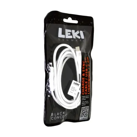 Data and Charging Cable Leki Black Concept USB-C to Lightning Braided White 2m
