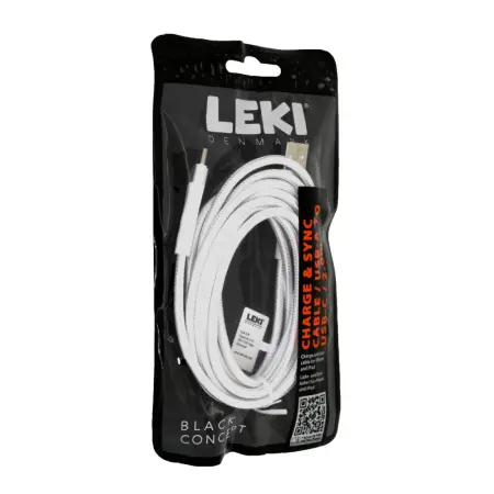 Data and Charging Cable Leki Black Concept USB-A to USB-C Braided White 2m