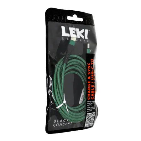 Data and Charging Cable Leki Black Concept USB-C  to USB-C Braided Green 2m