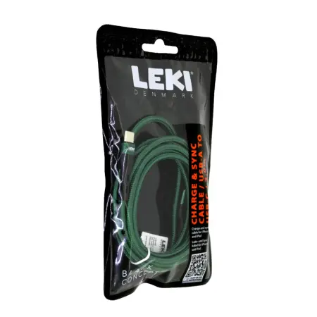 Data and Charging Cable Leki Black Concept USB-A to USB-C Braided Green 2m