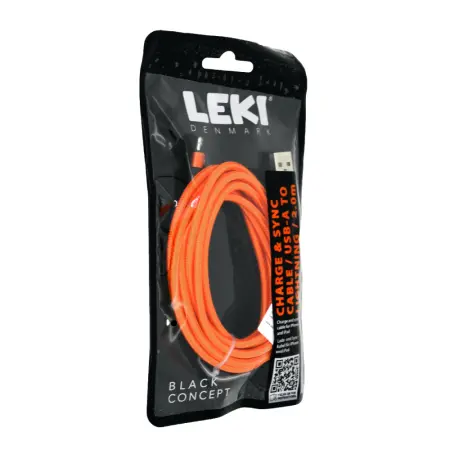 Data and Charging Cable Leki Black Concept USB-A to Lightning Braided Orange 2m