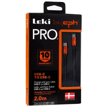 Data and Charging Cable Leki Pro Reinforced Cable and Ports 100W USB-C  to USB-C Black 2m