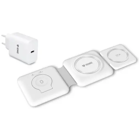 Wireless Foldable Charger Pad for Yenkee YAC 5330 3-in-1 15W White + Wall Charger 35W