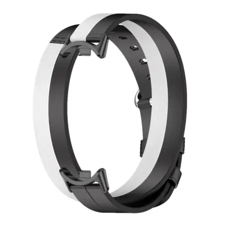 Watchband Xiaomi Leather Double Strap for Smart Band 8 / Smart Band 9 Black and White BHR7311GL
