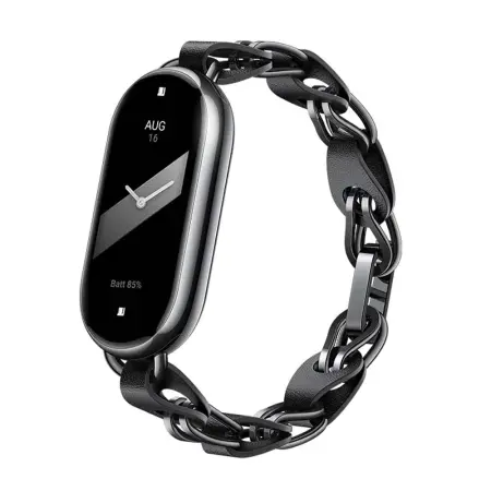 Watchband Xiaomi Leather and Metal Chain Strap for Smart Band 8 / Smart Band 9 BHR7303GL