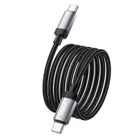 Cable Hoco X117 Star USB-C to USB-C 60W with LED Indicator and Alluminum Alloy Tips Braided Black 1m
