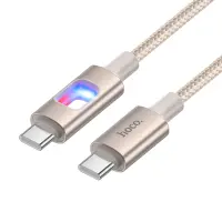 Cable Hoco U144 USB-C  to USB-C 60W Fast Charging 3A with Lighting Braided Gold 1.2m