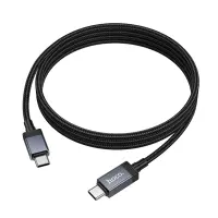 Cable Hoco X118 Generous USB-C  to USB-C 60W Fast Charging 3A with Charging Indicator Braided Black 1m