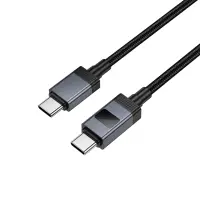 Cable Hoco X118 Generous USB-C  to USB-C 60W Fast Charging 3A with Charging Indicator Braided Black 1m